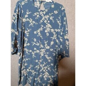 GP&J Baker x H&M Teal Floral Keyhole Back Mini Dress Women's US 10 3/4 Sleeve